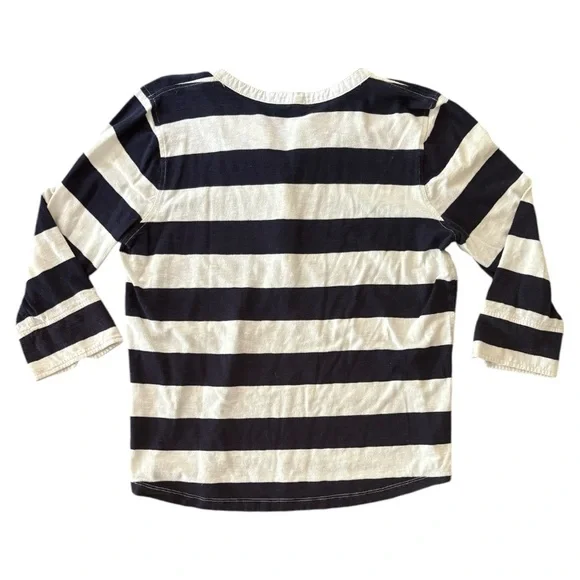 J. Crew Nautical Navy Blue & White Striped 3/4 Sleeve Pullover Blouse Shirt - Picture 2 of 2